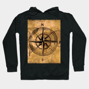 Destinations - Compass Rose and World Map Hoodie